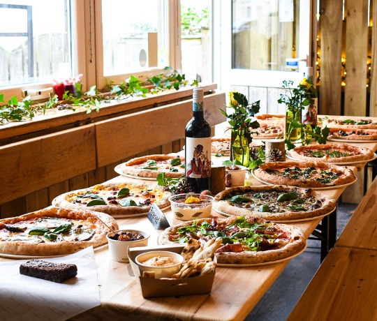 Table set for a Pizza Christmas feast